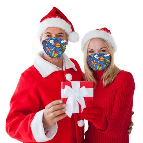Protective 3 Layer Fabric Mask - Christmas Trees