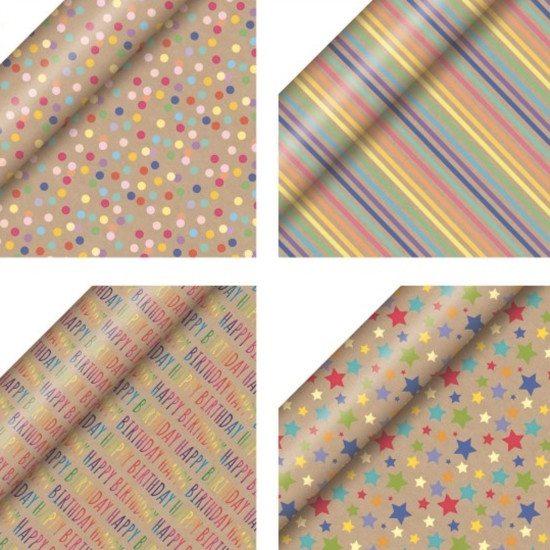 3m Gift wrap- Printed Kraft 