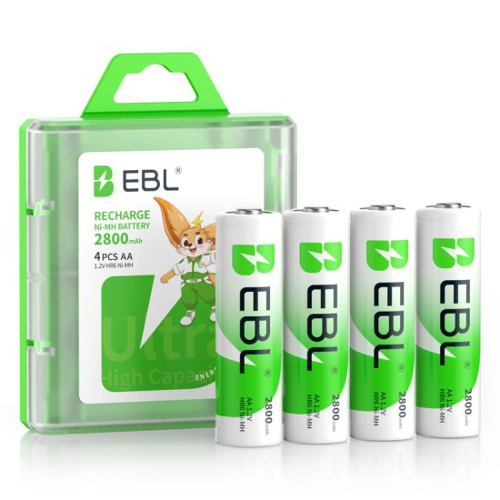 EBL AA 2800mAh Rechargeable Batteries (4 Pack)