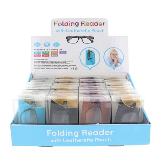 Folding Reading Glasses With Leatherette Pouch