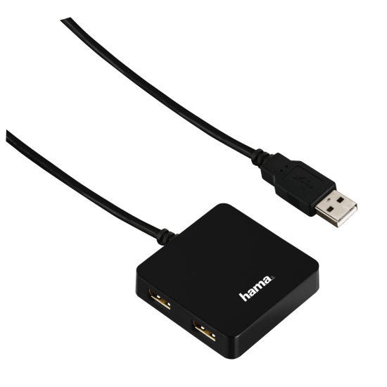 Hama USB 2.0 Hub 1:4, bus powered, black, box USB Hub