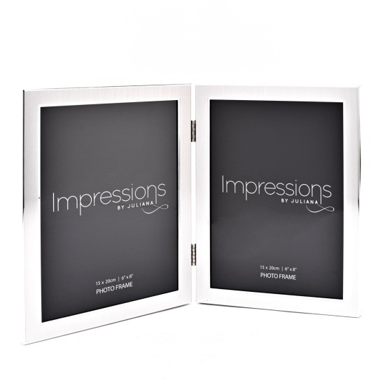 Impressions Photo Frame Matt/Shiny Silver Double 6
