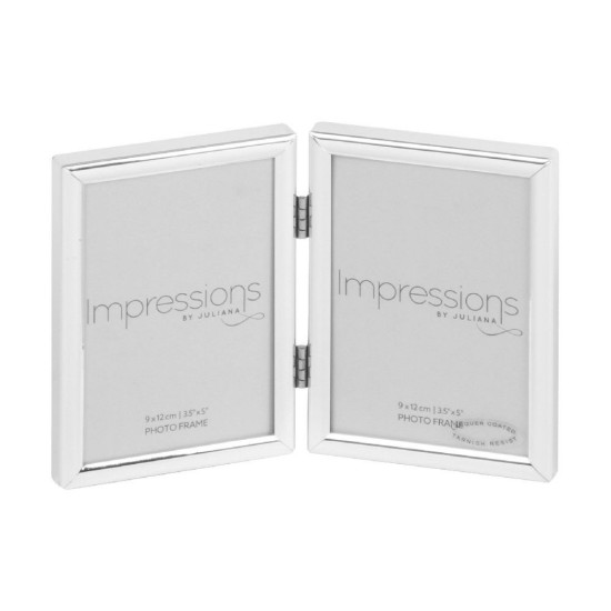 Impressions Silver Plated Double Photo Frame - 2x 3.5x5 inch portrait