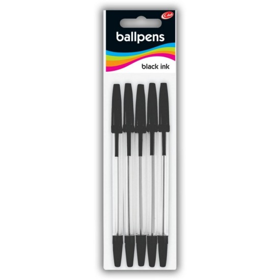 Pack of 5 ball point pens- Black