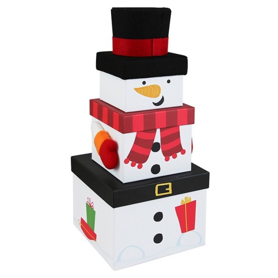 Plush Snowman Stacker Gift Box 3 Piece
