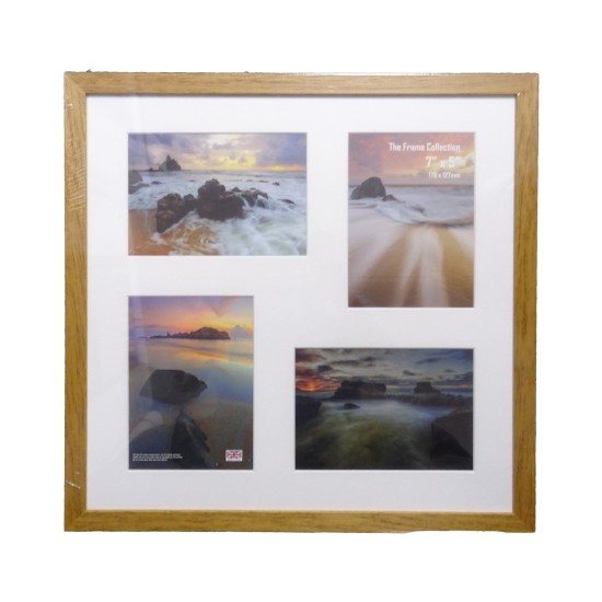 Small Lindley Honey Oak 4 Aperture Frame 7x5